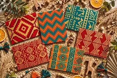 African baby names on vibrant patterned nursery cards
