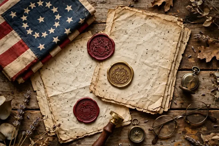 American last names on vintage heritage documents