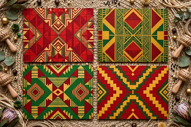 Strong Black boy names on bold African pattern cards
