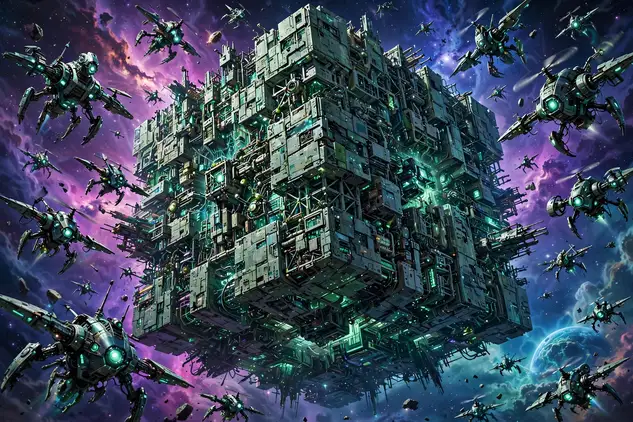 Borg names with Star Trek cybernetic cube art