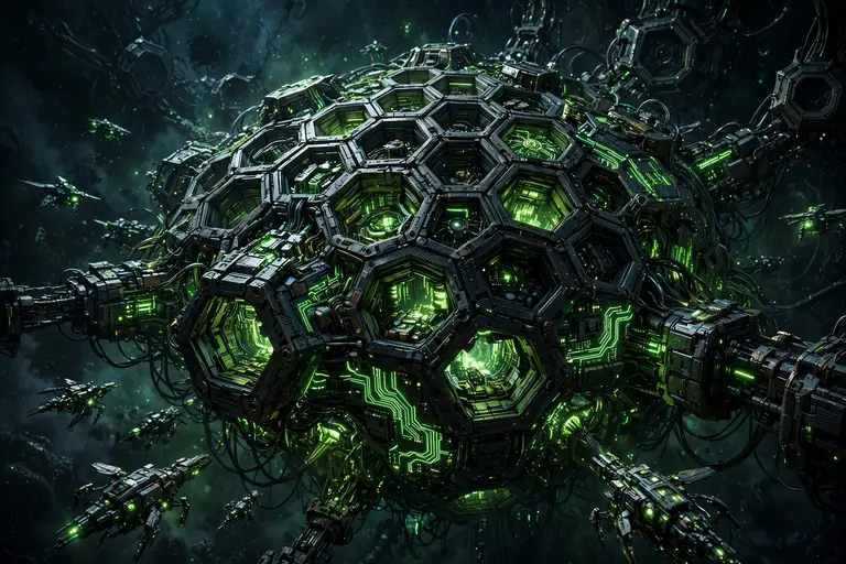 Borg cube collective with cybernetic drones art