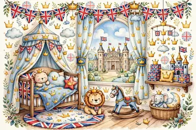 Vintage British baby names with royal crown decorations