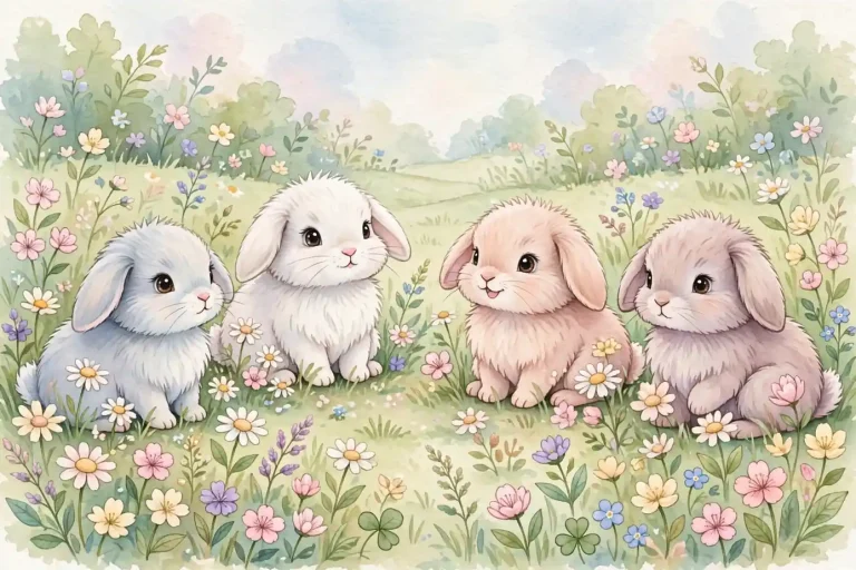 Bunny names list with cute rabbit illustration