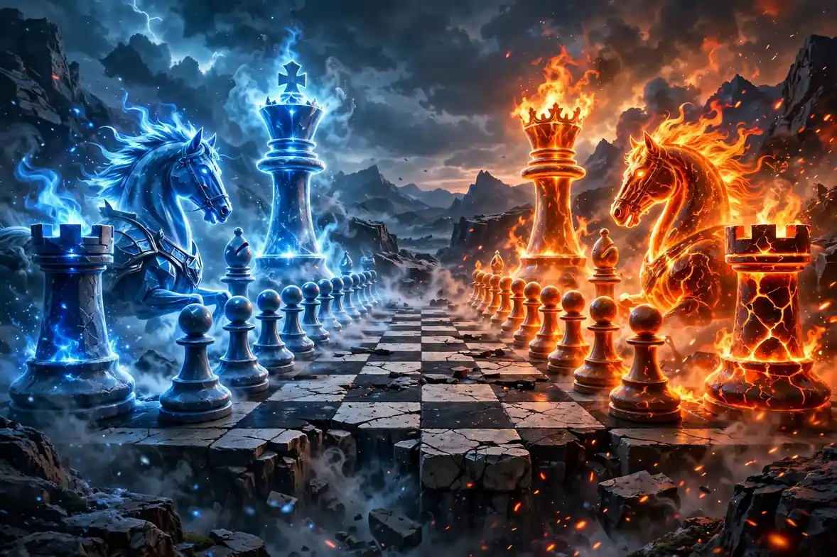 Chess terms like checkmate and castling explained with board artwork