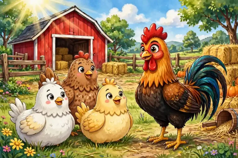 Chicken names list with cute backyard hens illustration