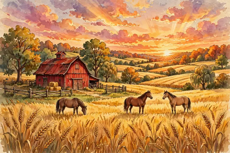 Country boy names with rustic barn and sunset art