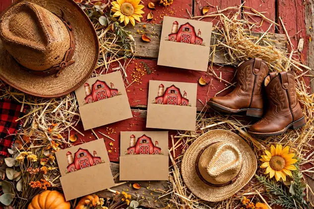 Country boy names on rustic barn cards