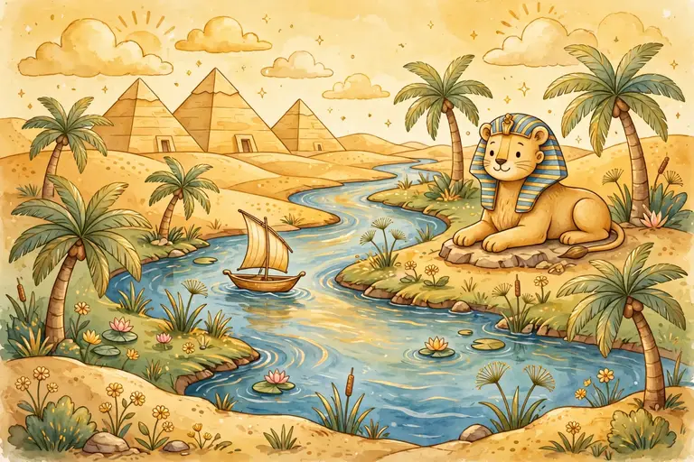 Egyptian baby names with pyramid and hieroglyph art