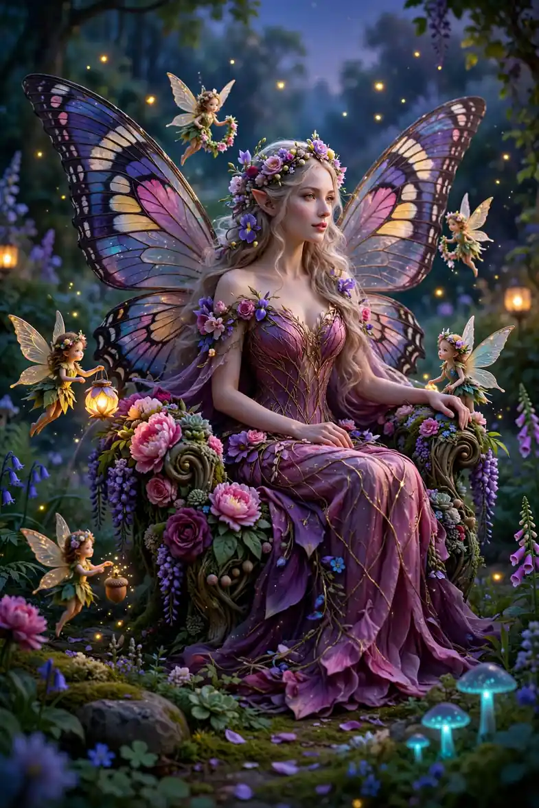 Dark and cute fairy names with enchanted illustration