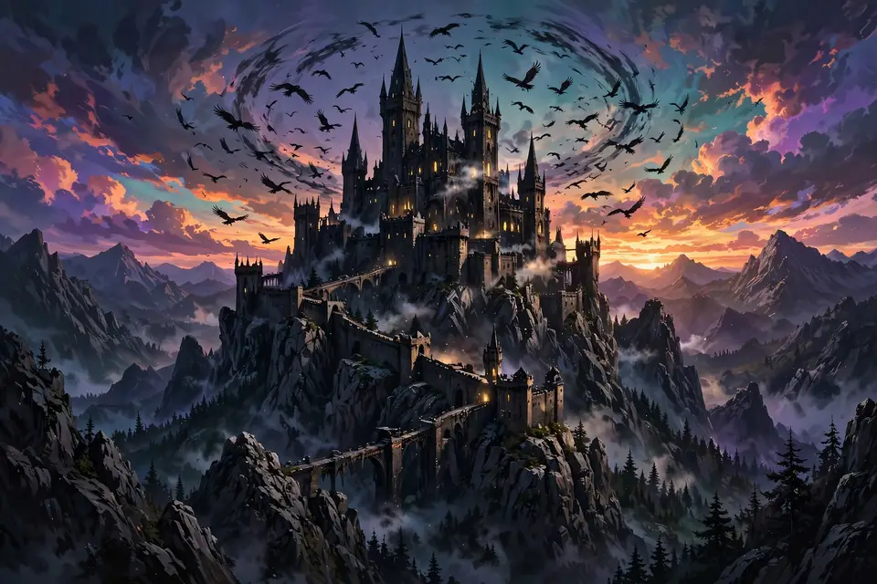 Dwarven and dark fantasy last names with mountain art