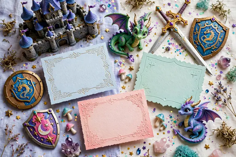 Fantasy last names on epic castle cards