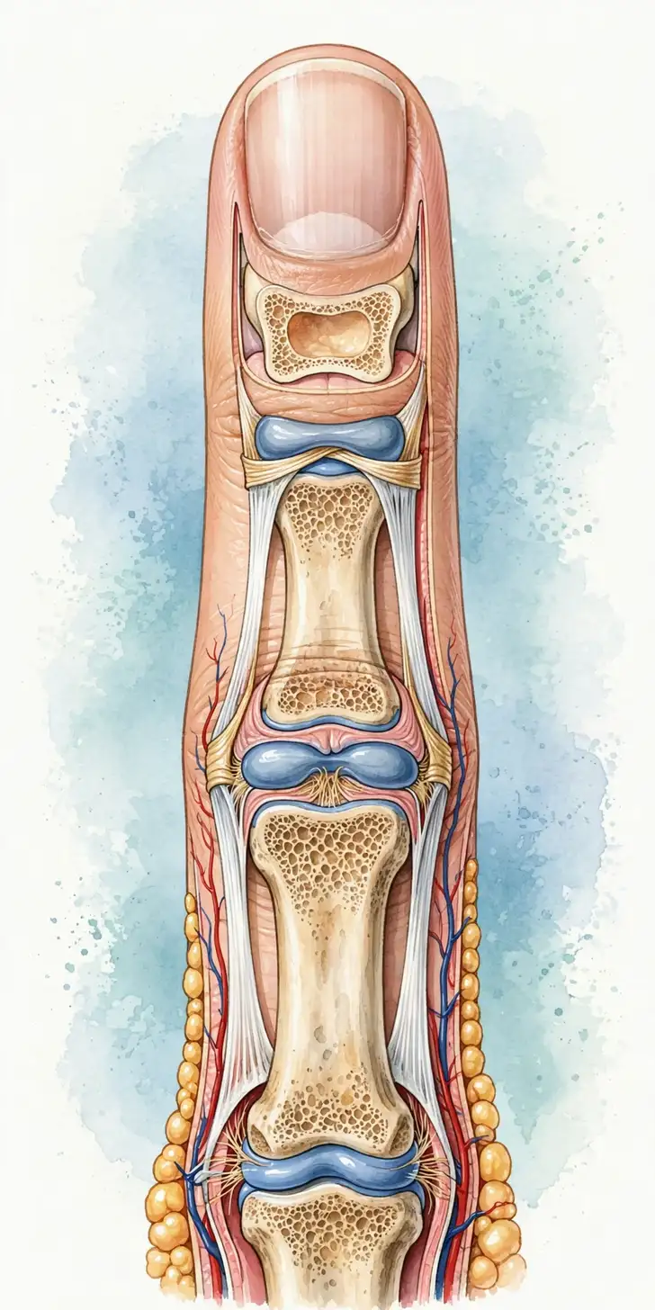 Parts of the finger with detailed anatomy art