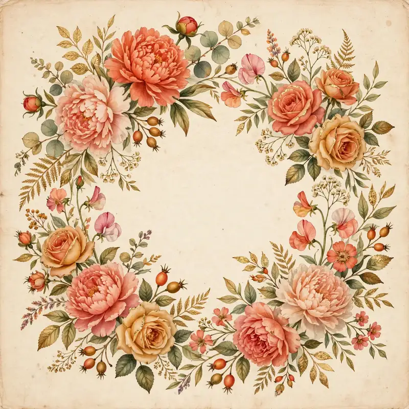 Vintage C girl names with classic floral art
