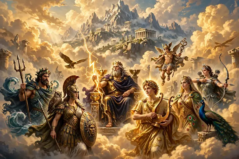 God names with Greek gods Mount Olympus art