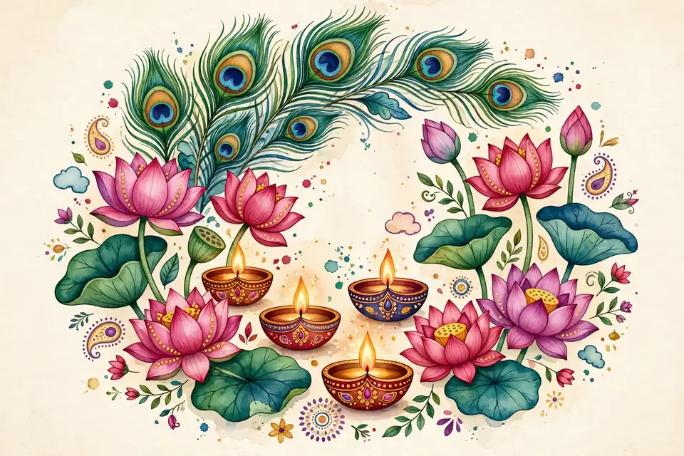 Indian girl names on vibrant colorful festive cards