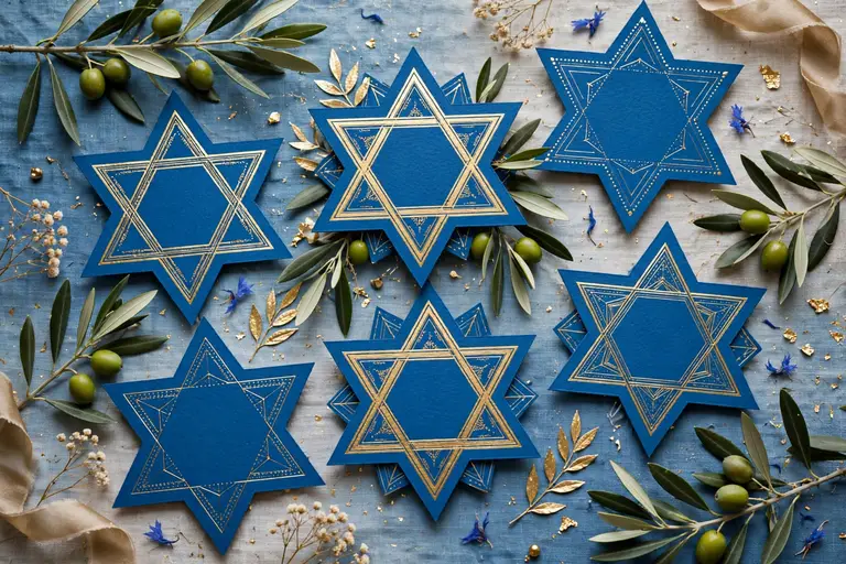 Jewish names on Star of David baby cards