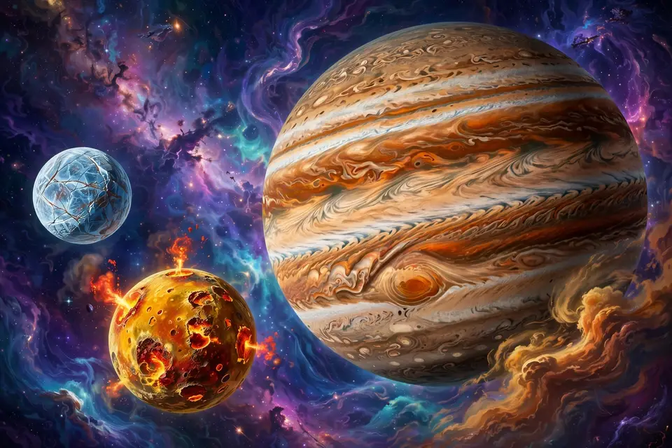 Moon names with Jupiter's moons Europa and Io art