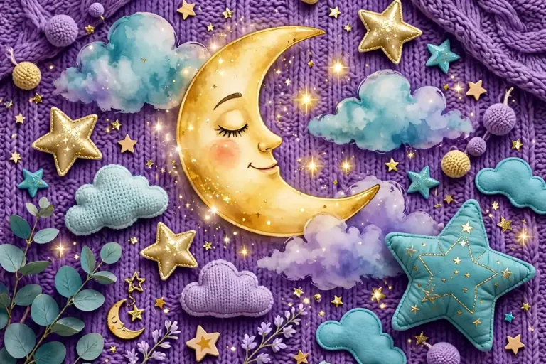 Baby names that mean moon with glowing crescent moon nursery art