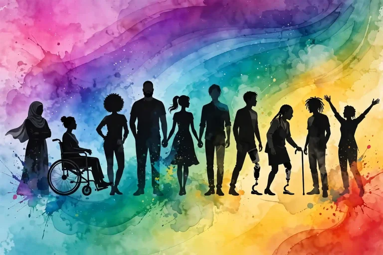 Nonbinary names list with inclusive rainbow design
