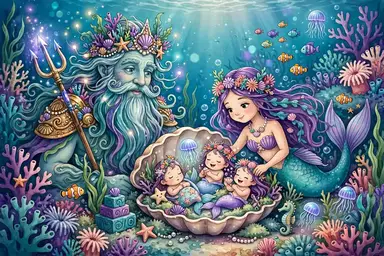 Unisex ocean names with turquoise waves and seashells