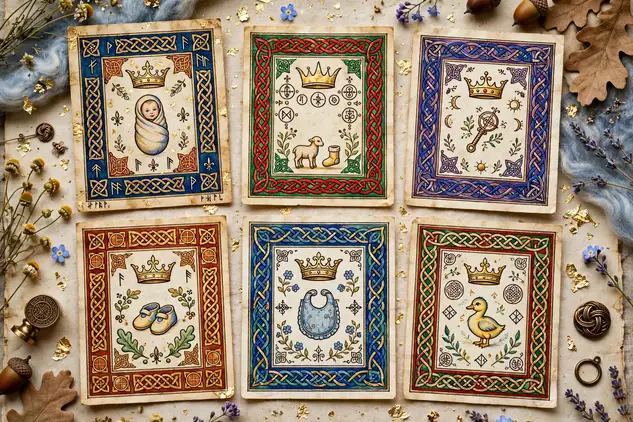 Old English names on ancient Anglo-Saxon manuscript cards