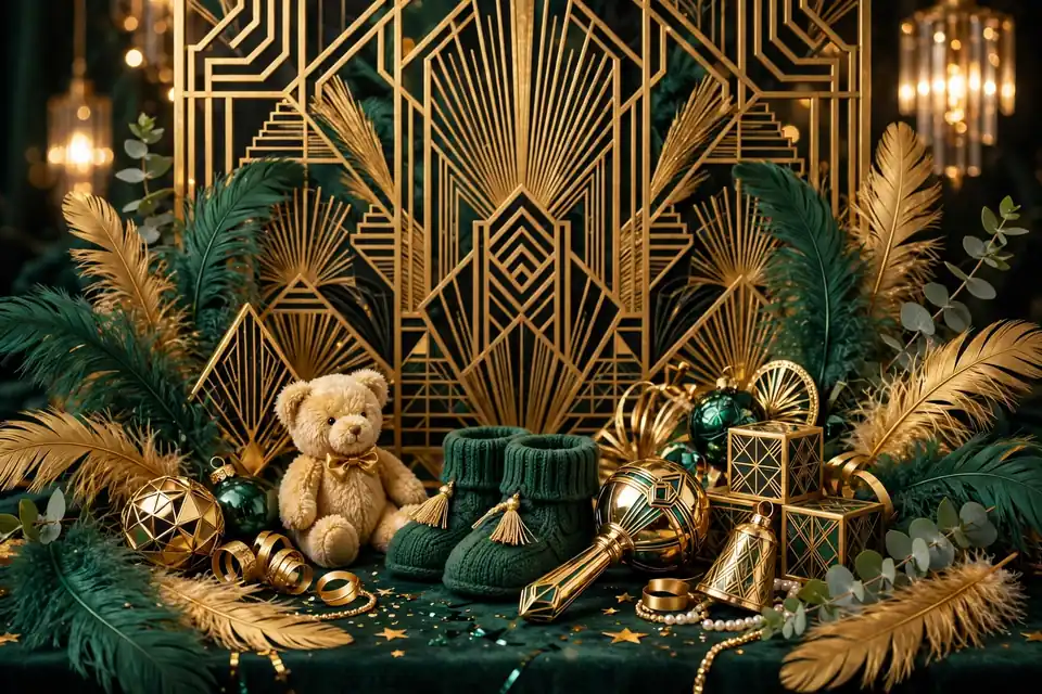 1920s vintage baby names in art deco gold style