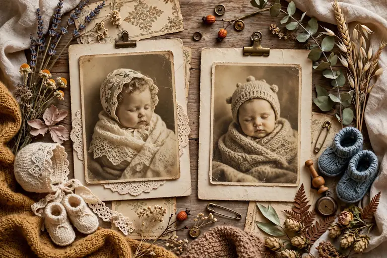 Old people names with vintage grandma and grandpa art