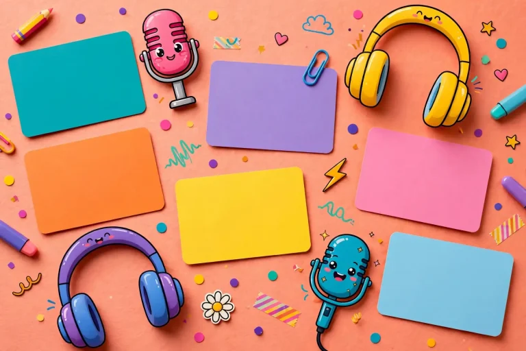 Podcast names list with microphone artwork