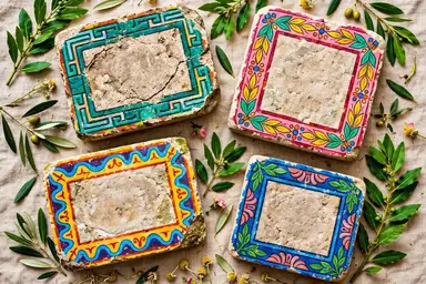 Ancient Roman names displayed on marble tablets in vibrant colors