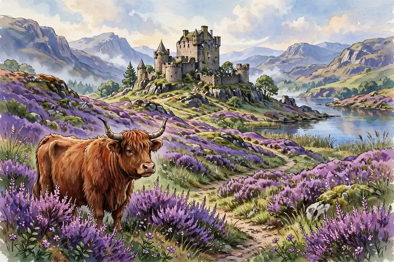 Scottish girl names with Highland castle art