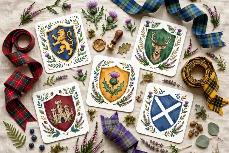 Scottish last names list with highland clan artwork