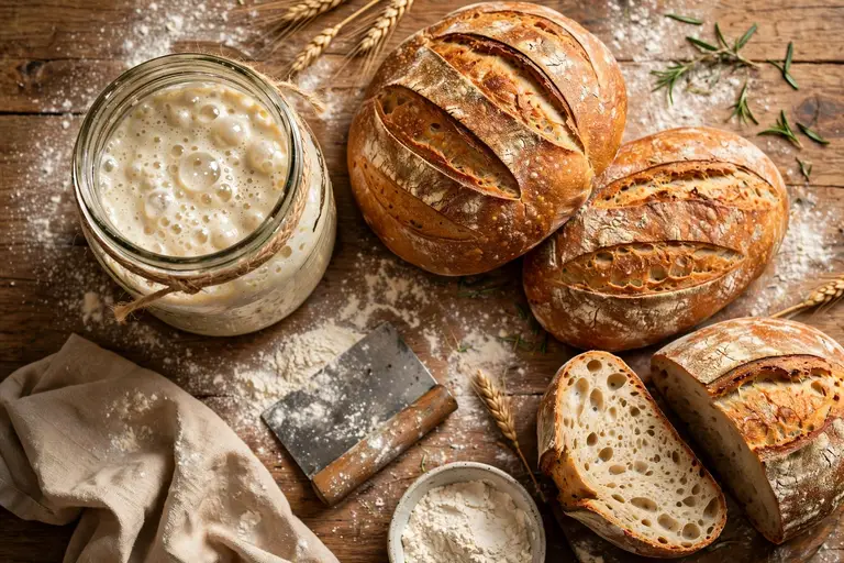 Funny sourdough starter names on rustic bakery cards