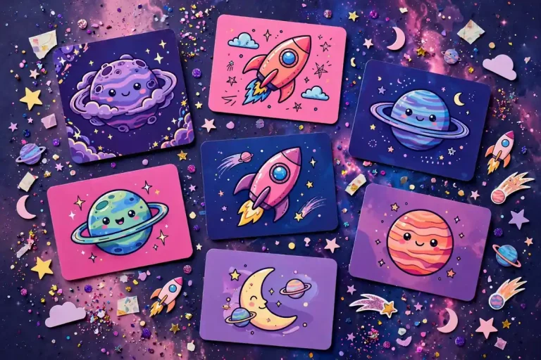Space names list with cosmic galaxy artwork