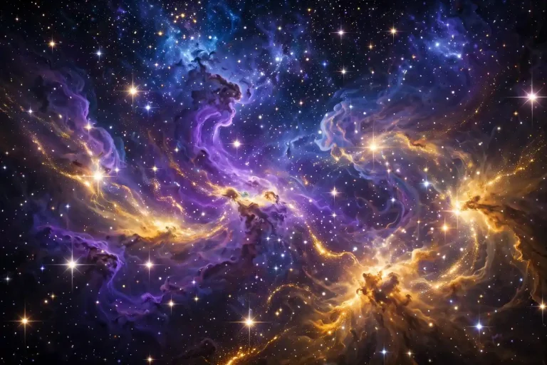 Star names list with bright night sky stars illustration