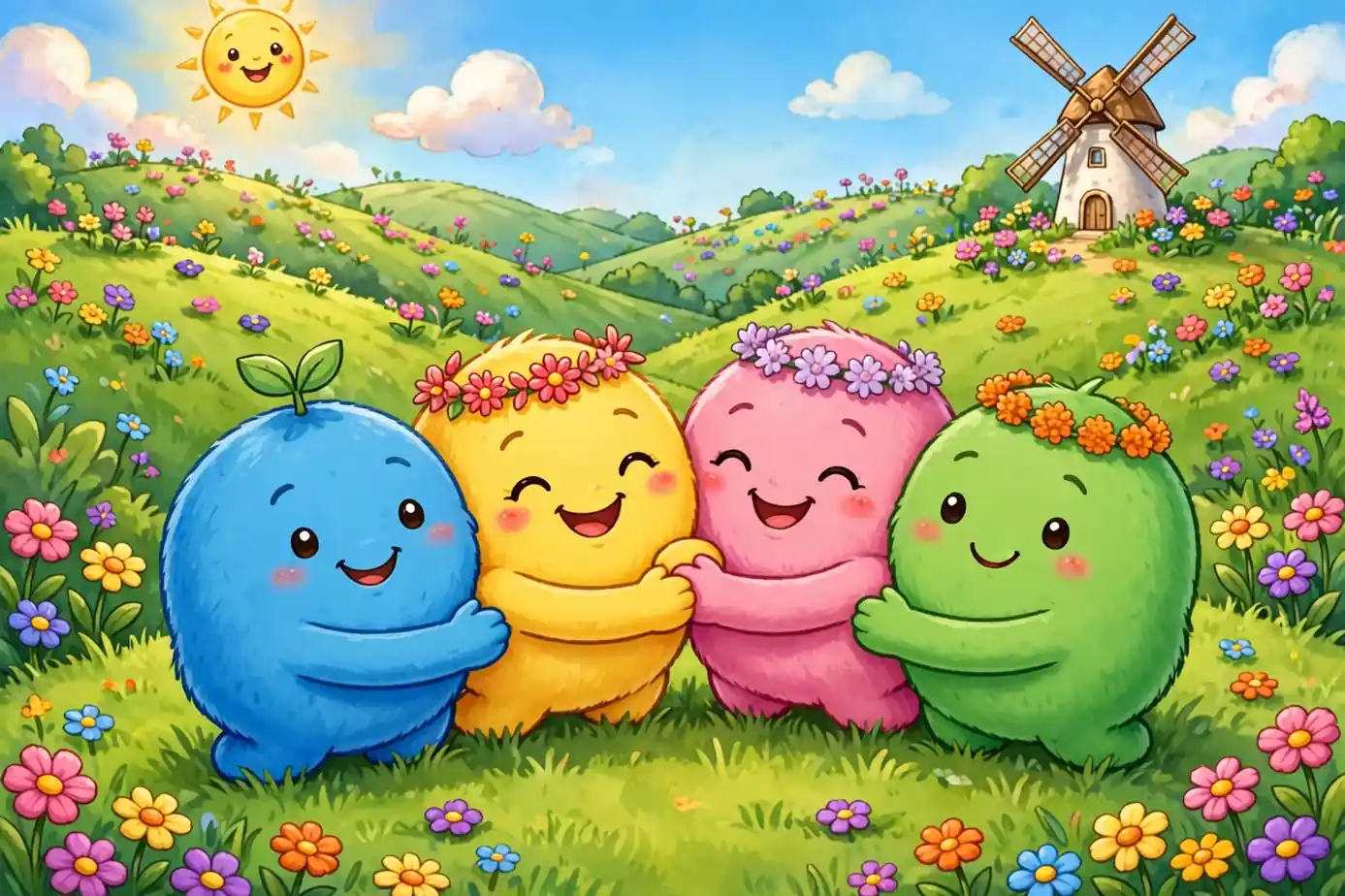 The four Teletubbies Tinky Winky Dipsy Laa-Laa Po