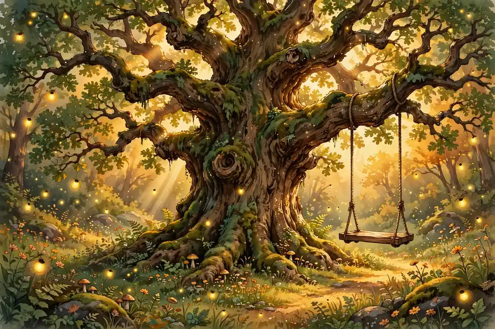 Unique tree names with woodland illustration