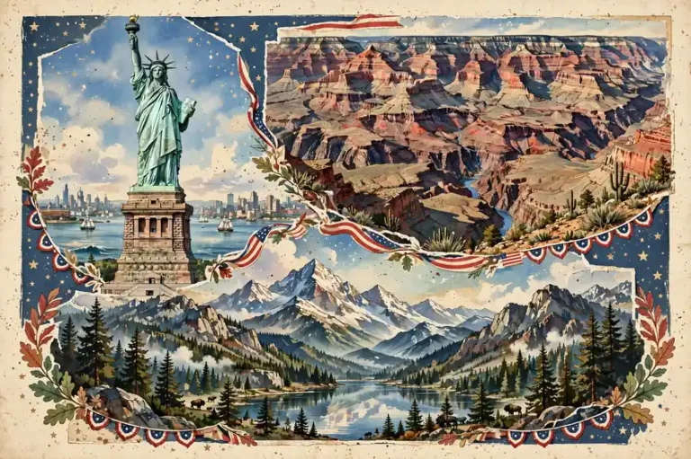 United States map with state names colorful illustration
